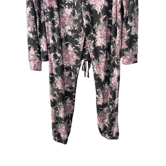 FLORA NIKROOZ JENNA PRINTED COZY SWEATER-KNIT PAJAMAS FLORAL GRAY PINK MEDIUM - Picture 8 of 11